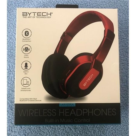 BYTECH Bytech BYAUBO910RD Bluetooth Chrome Headphones; Red BYAUBO910RD